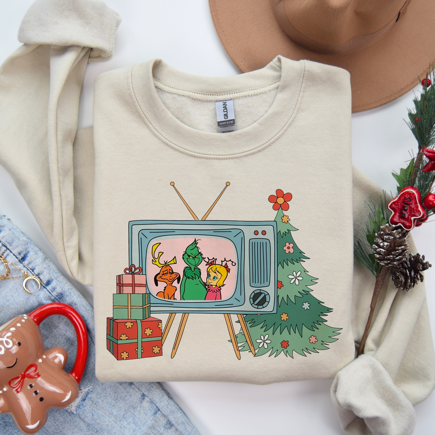 Vintage TV Grinch Crewneck or T-shirt (Adult & Youth)