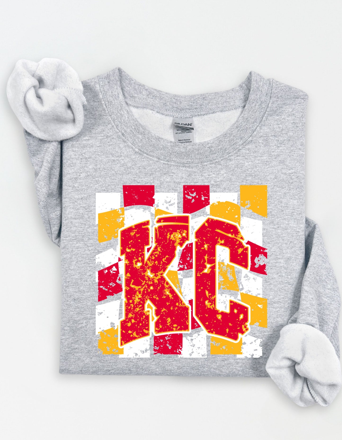KANSAS CITY CHIEFS CHECKERED CREWNECK