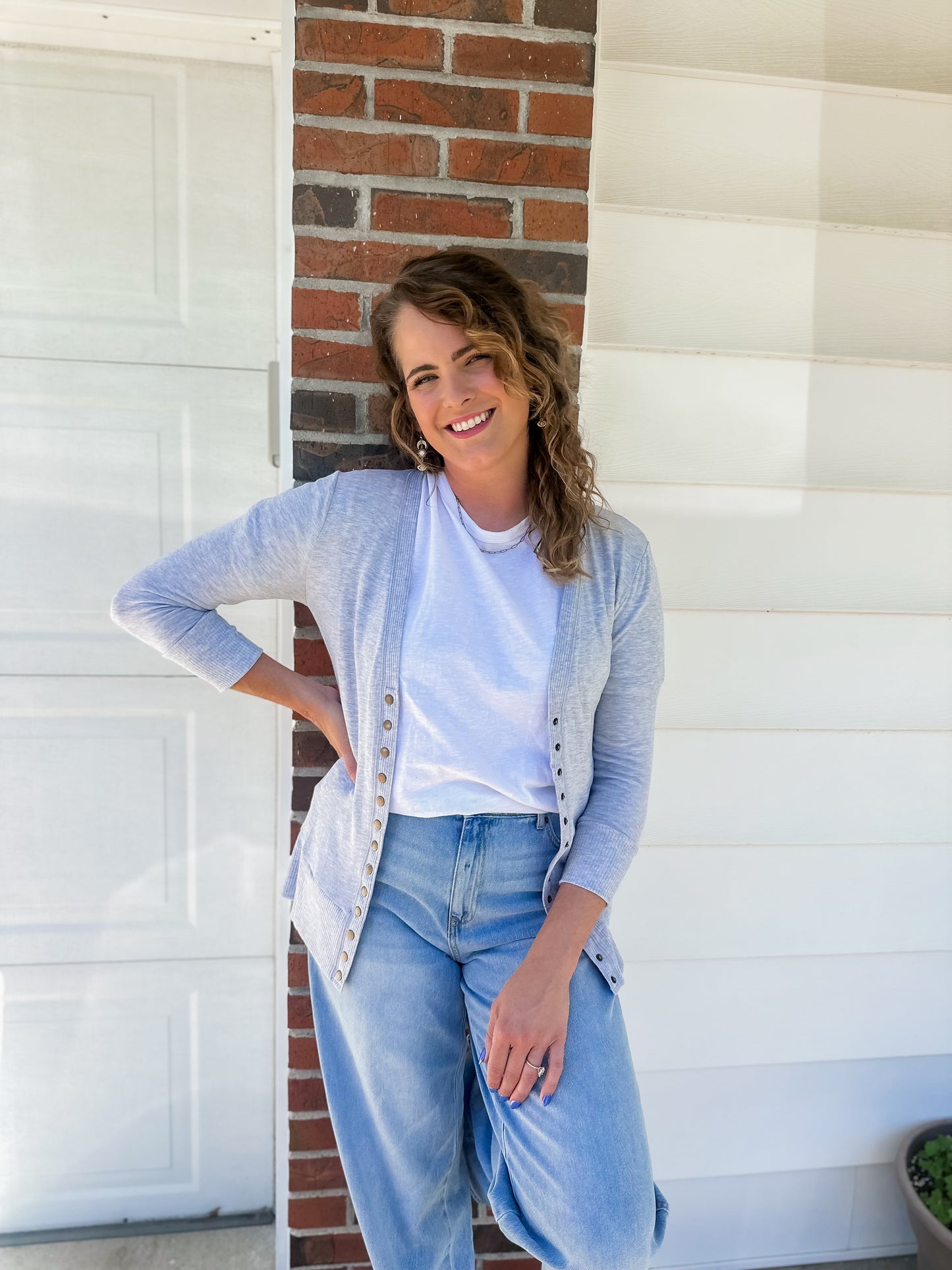 Summer 3/4 Sleeve Snap Cardigan