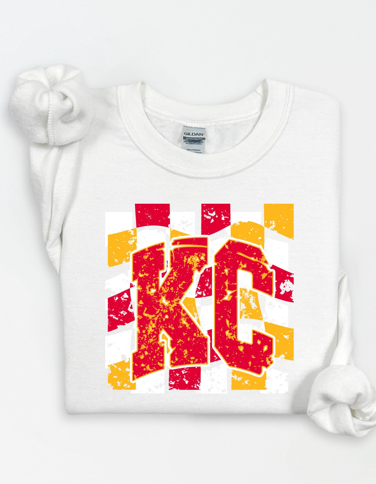 KANSAS CITY CHIEFS CHECKERED CREWNECK