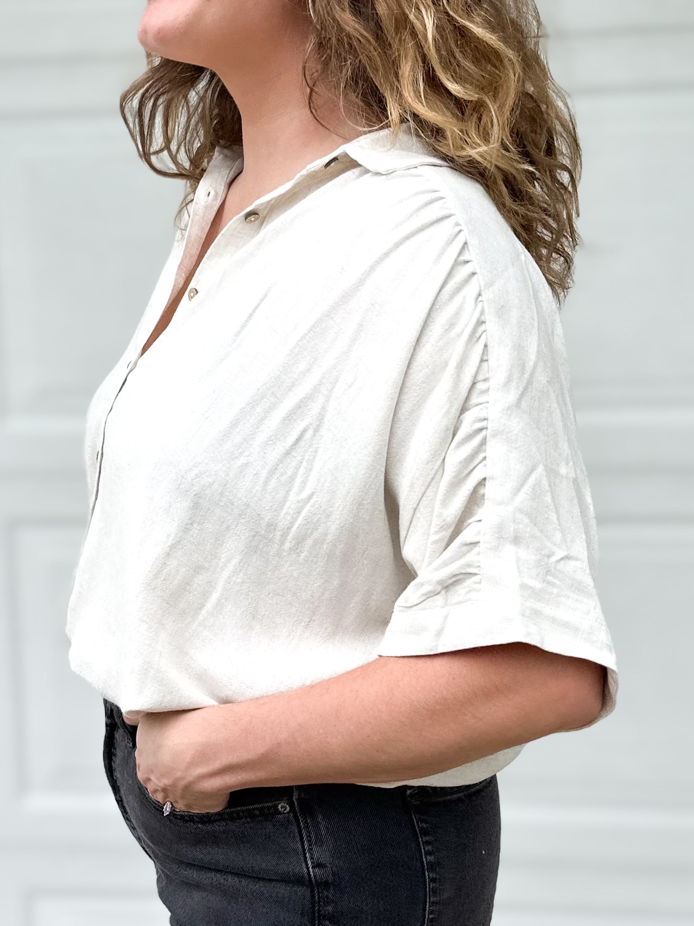 Woven button down