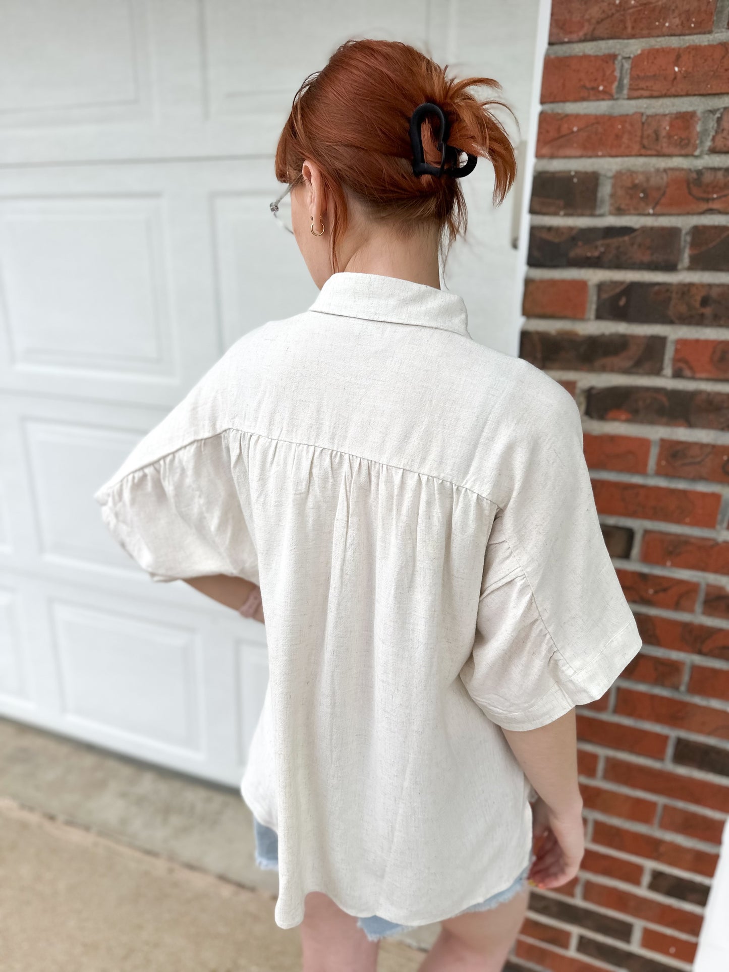 Woven button down