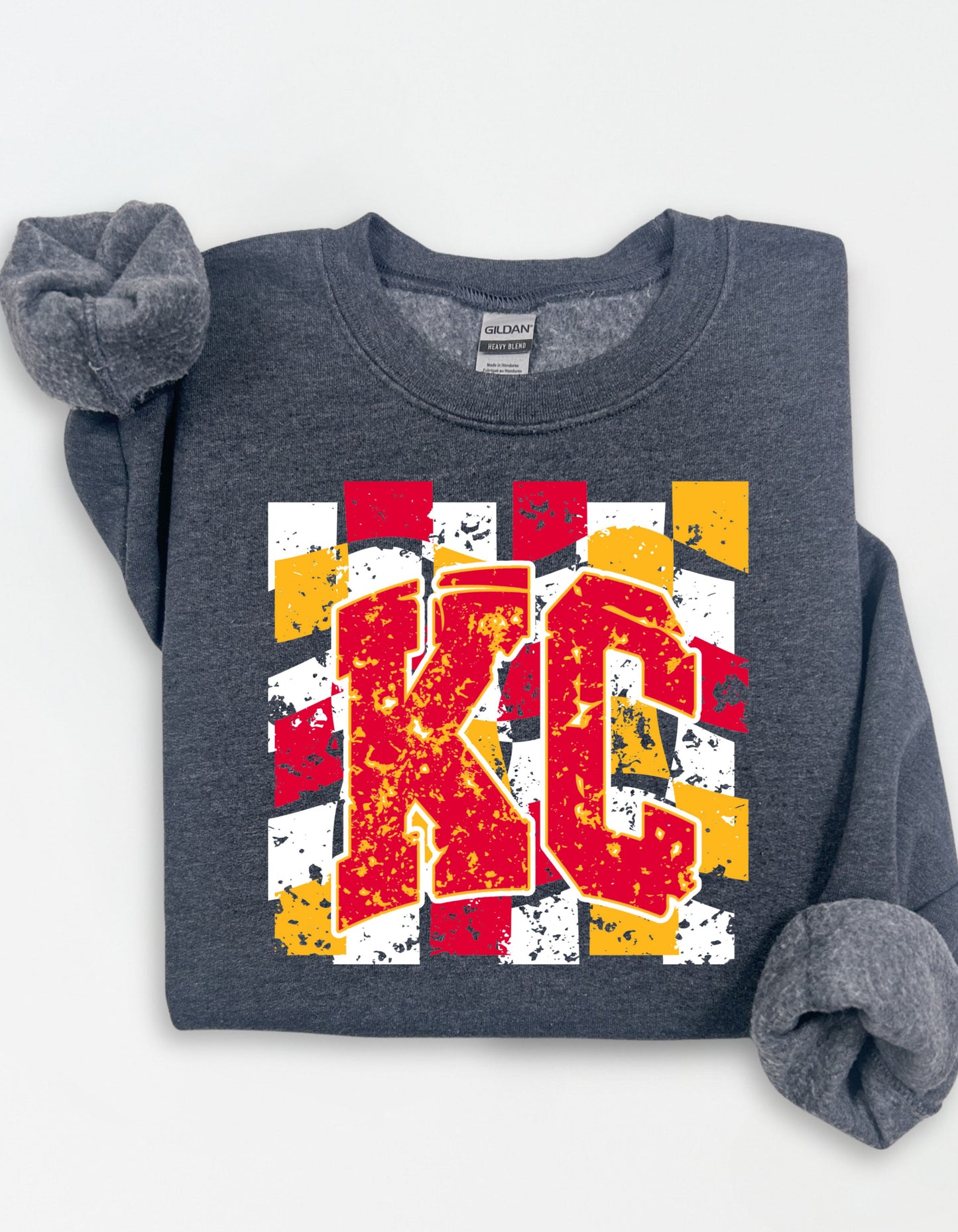 KANSAS CITY CHIEFS CHECKERED CREWNECK