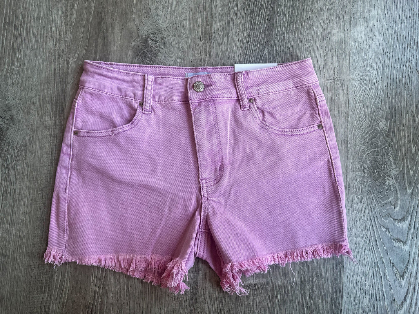 Acid washed denim shorts