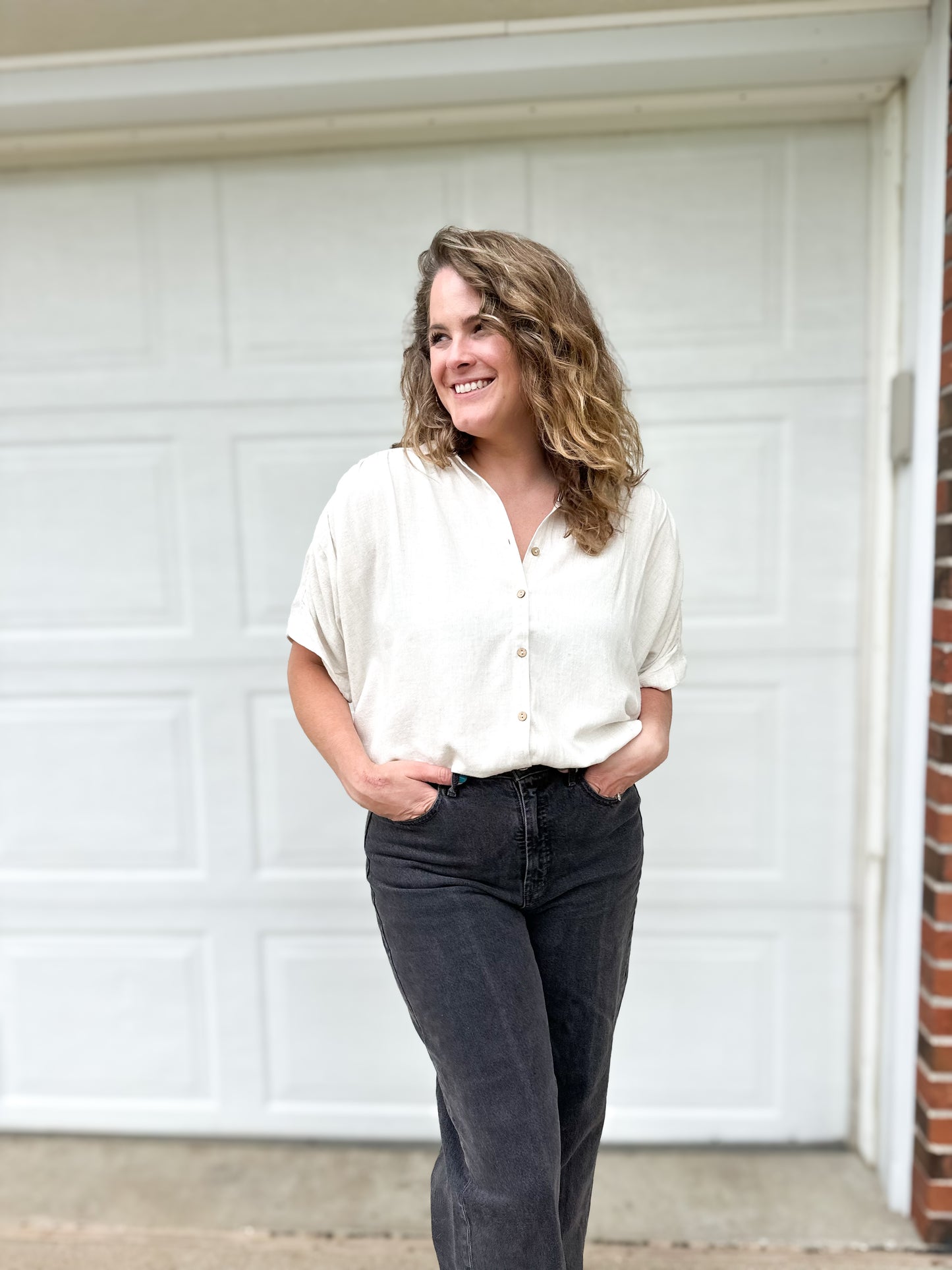 Woven button down