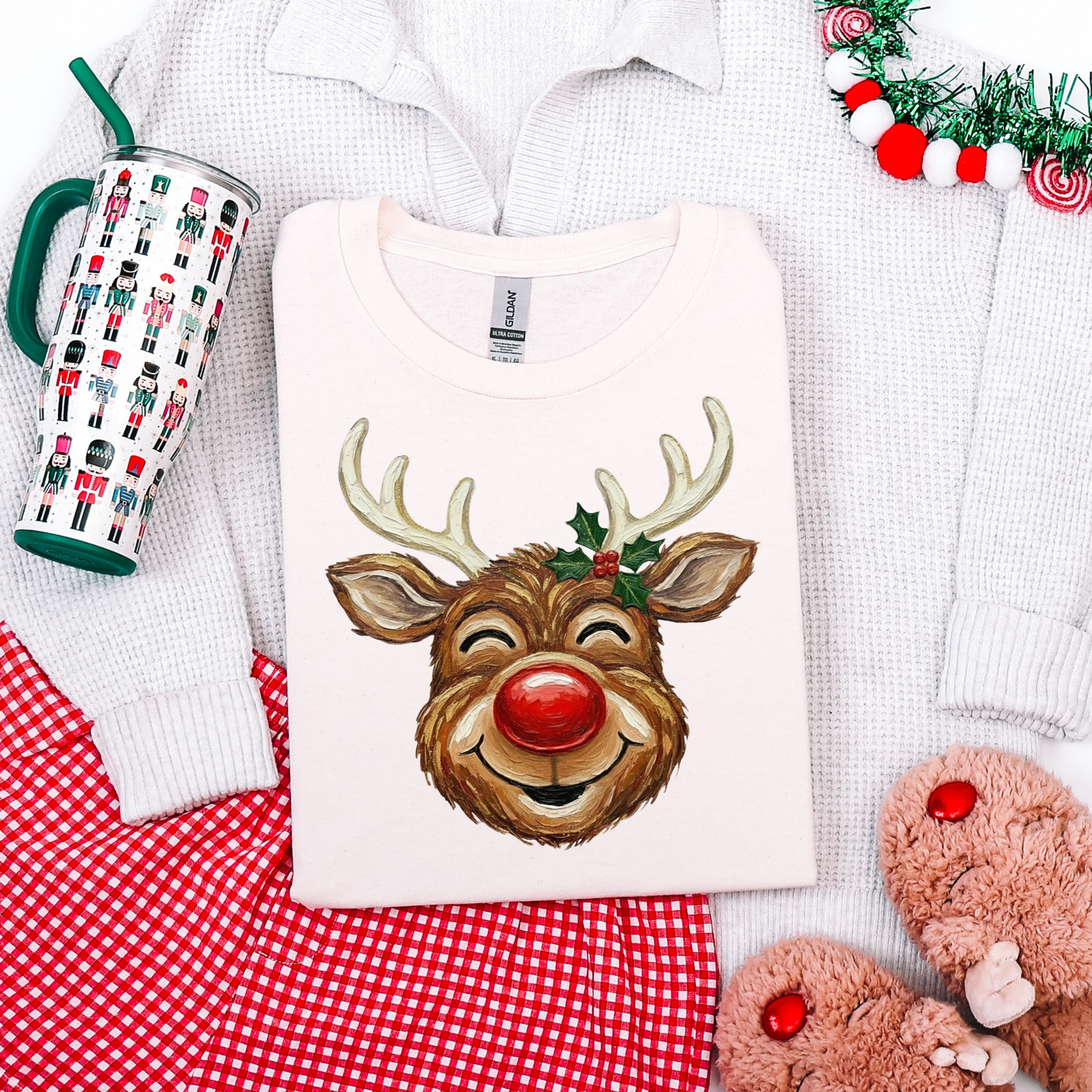 Brushstroke Reindeer Crewneck or T-Shirt (Adult & Youth)