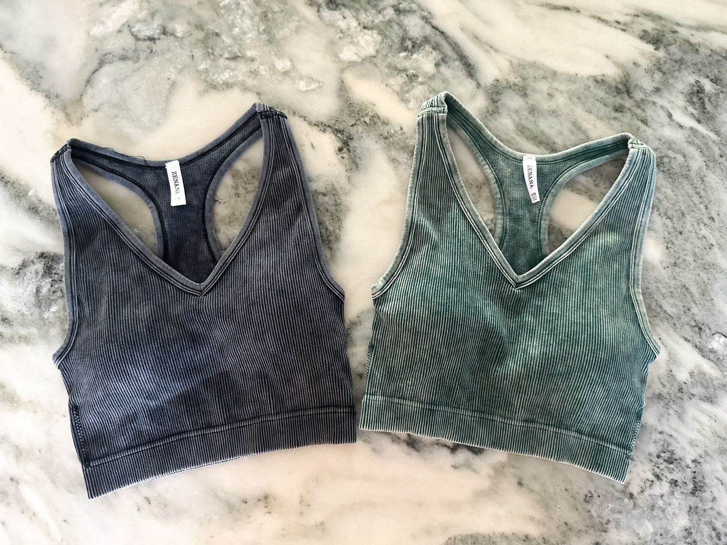 Ribbed Racerback Crops (with removable bra pads)