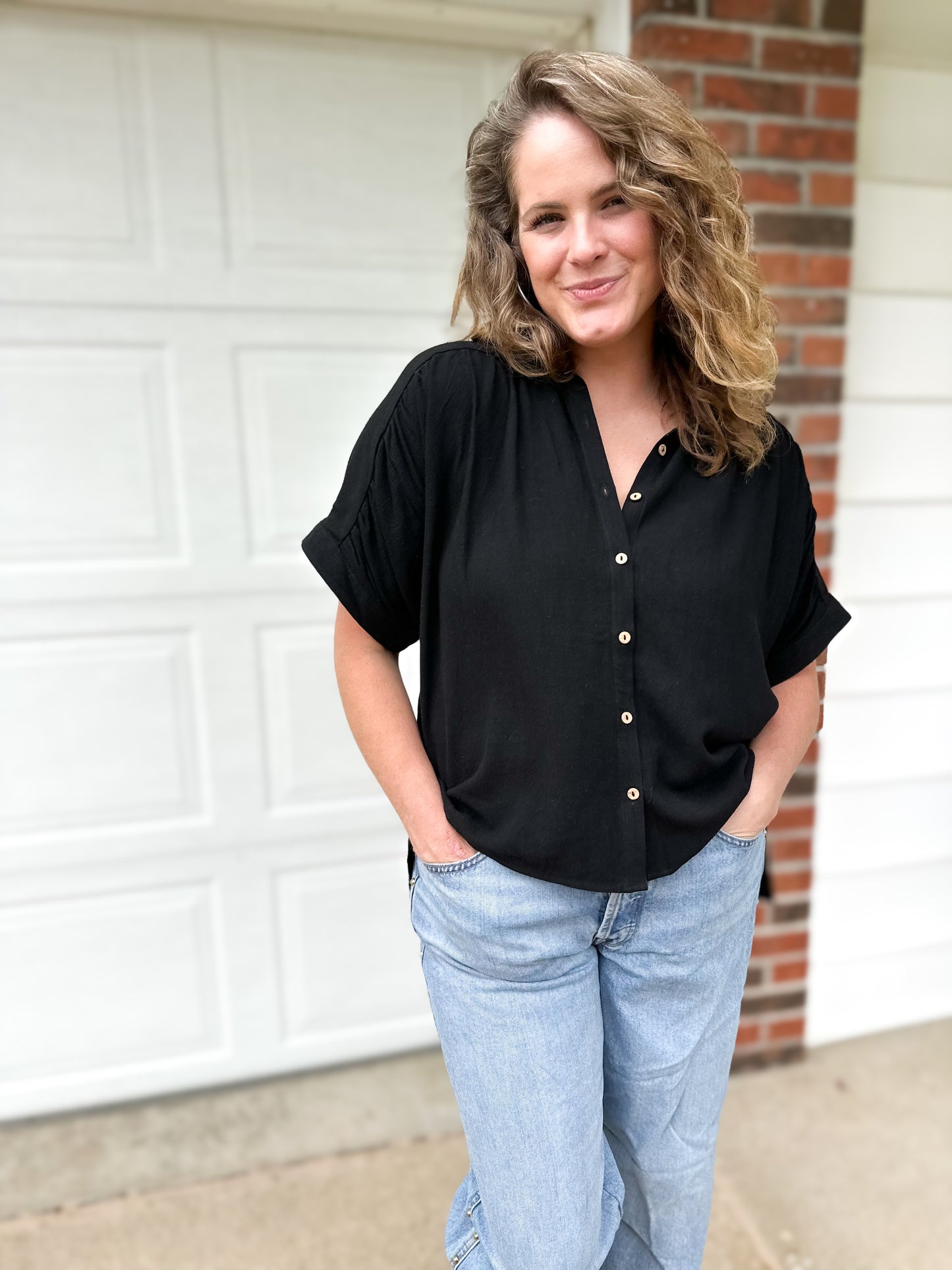 Woven button down