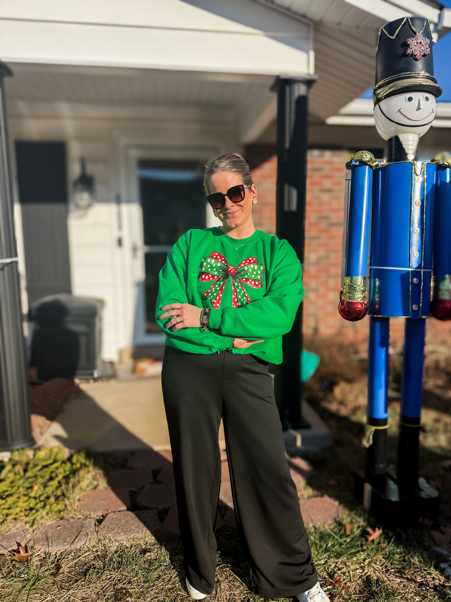 Polka Dot Christmas Bow Crewneck (Adult & Youth)