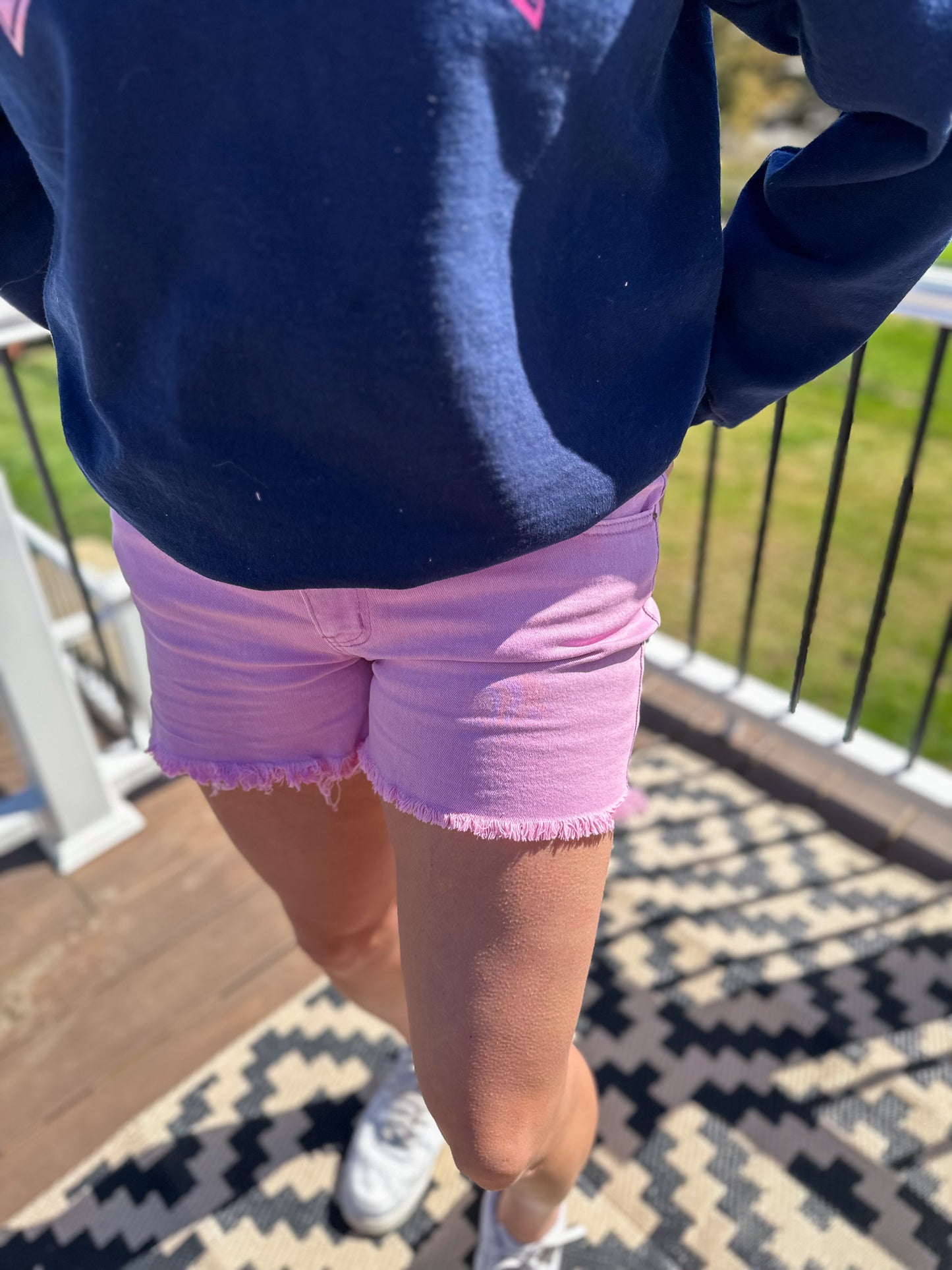 Acid washed denim shorts