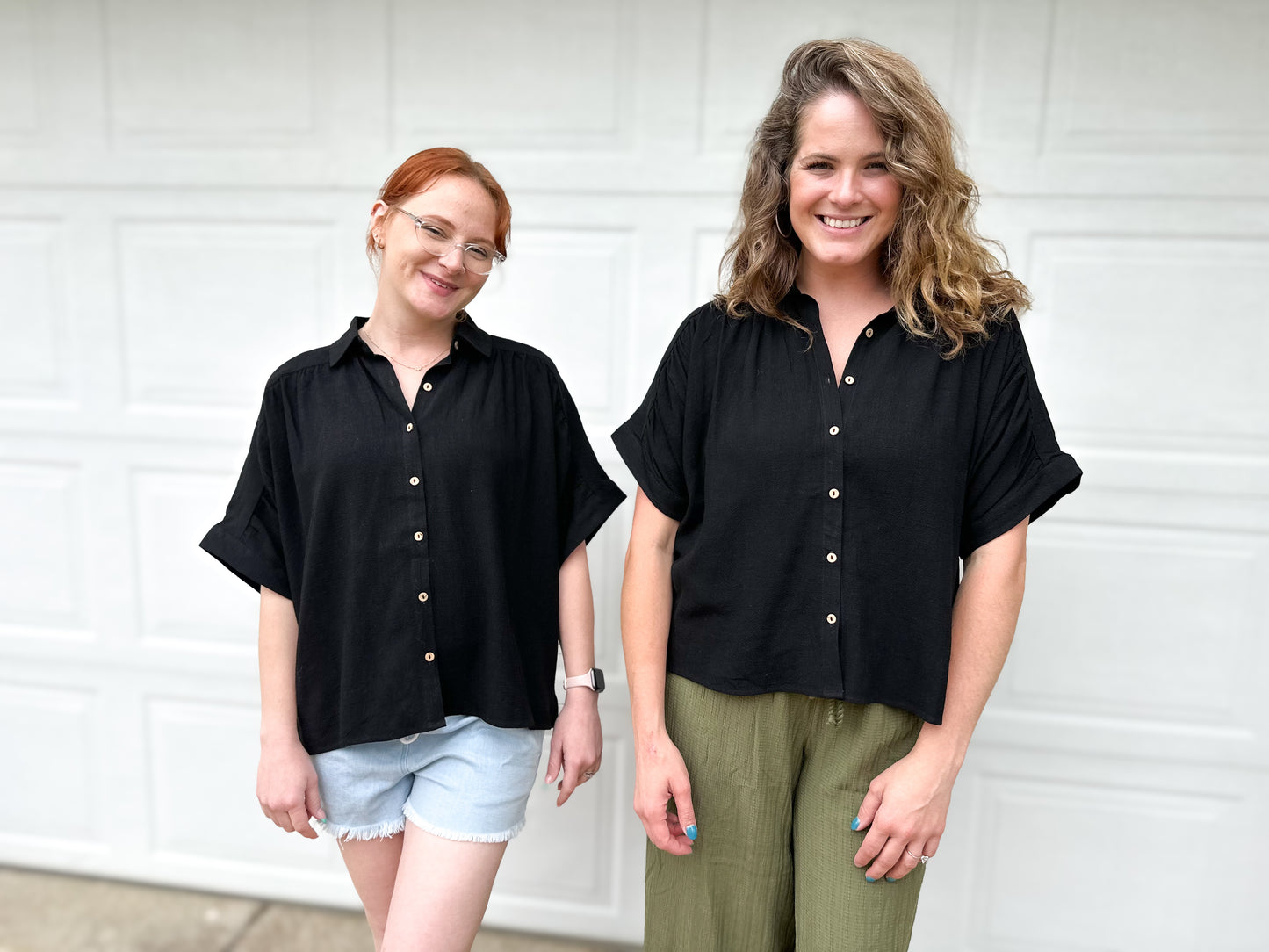 Woven button down