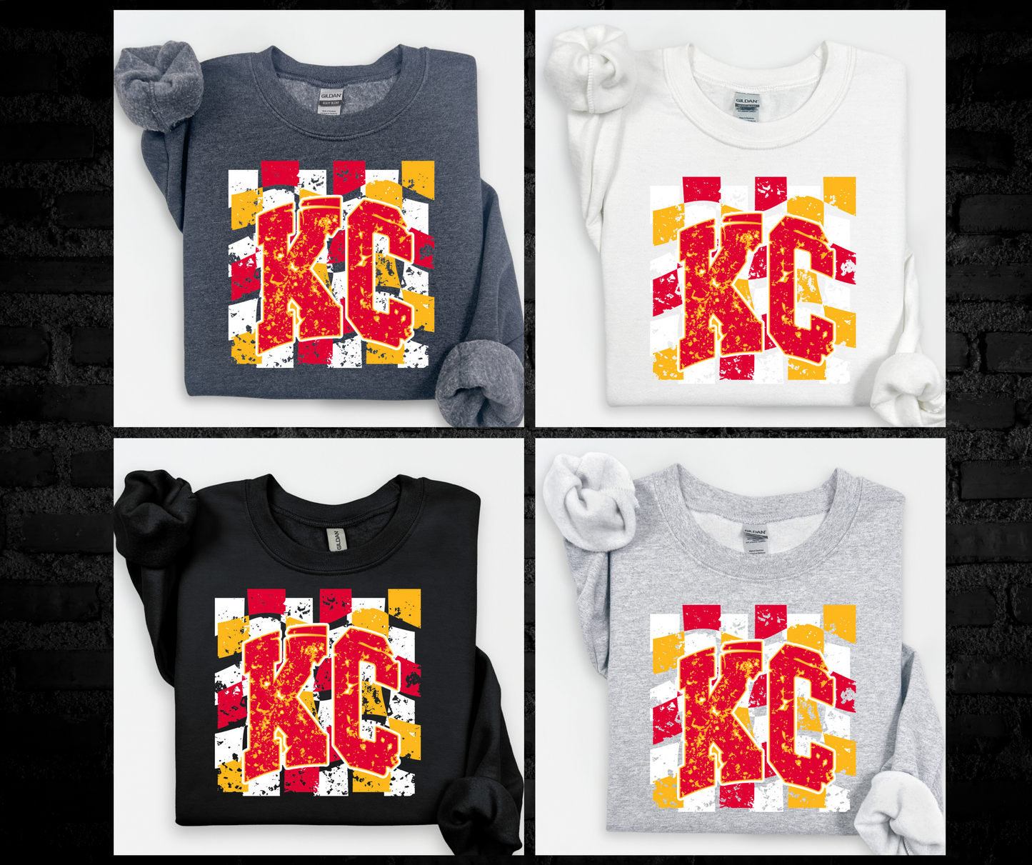 KANSAS CITY CHIEFS CHECKERED CREWNECK