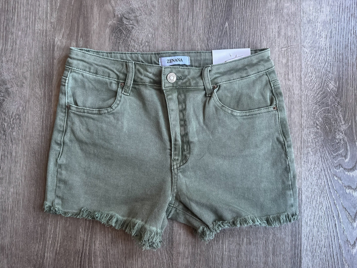Acid washed denim shorts