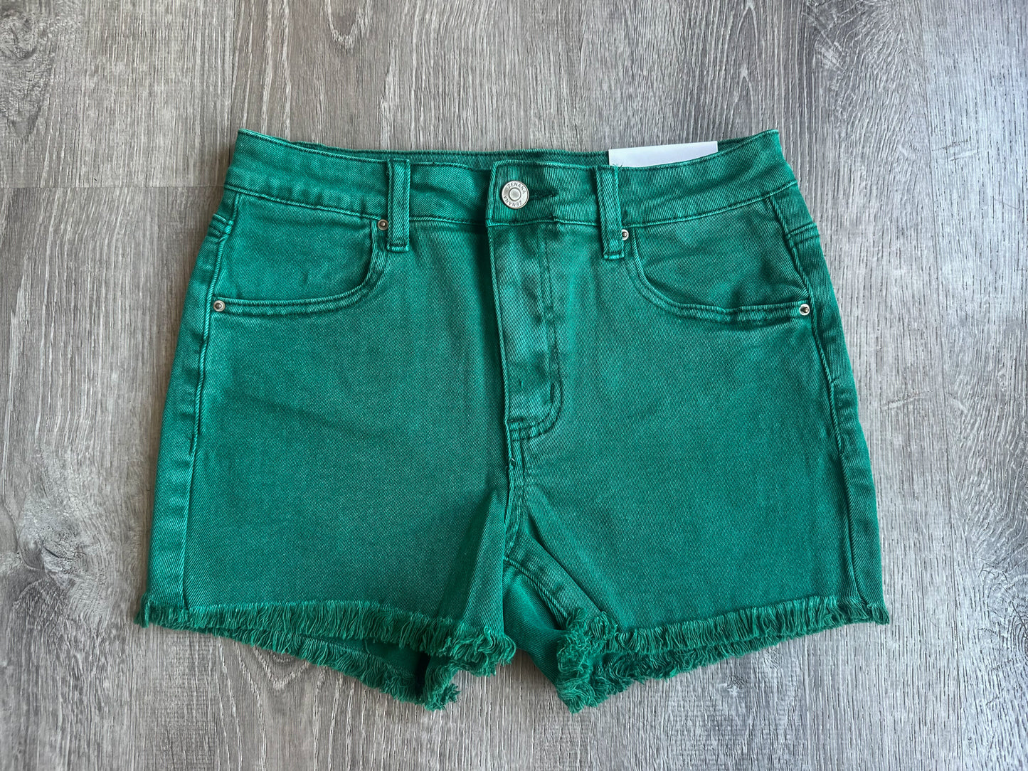 Acid washed denim shorts