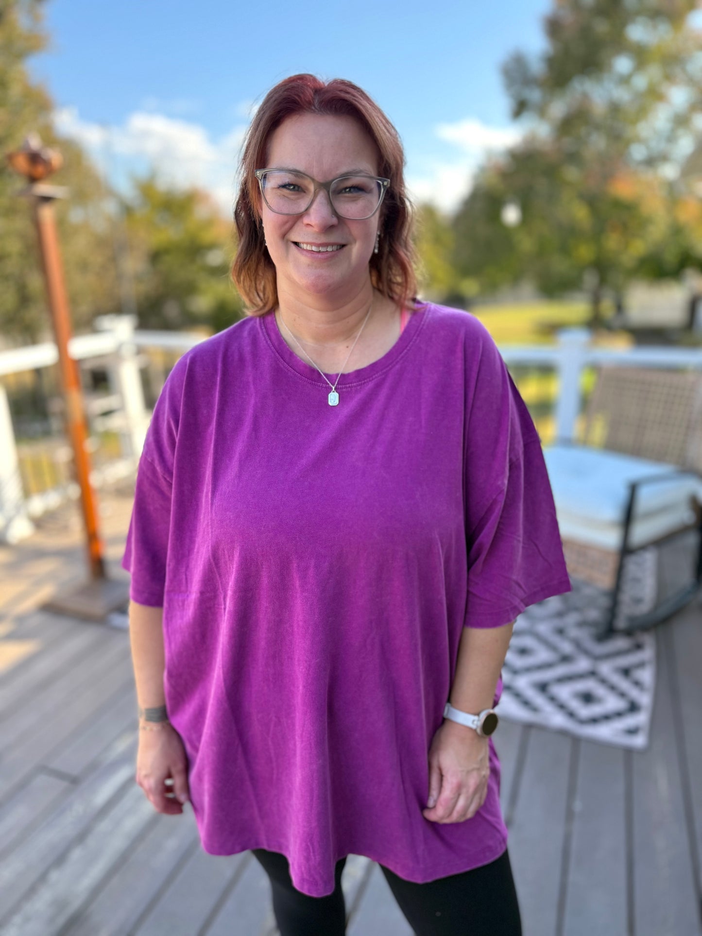 Acid wash boyfriend tee