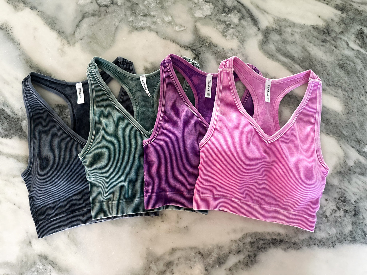 Ribbed Racerback Crops (with removable bra pads)