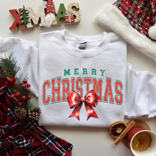 Merry Christmas Bow Crewneck (Adult & Youth)