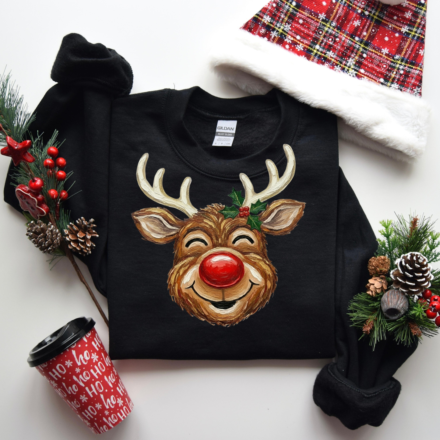 Brushstroke Reindeer Crewneck or T-Shirt (Adult & Youth)