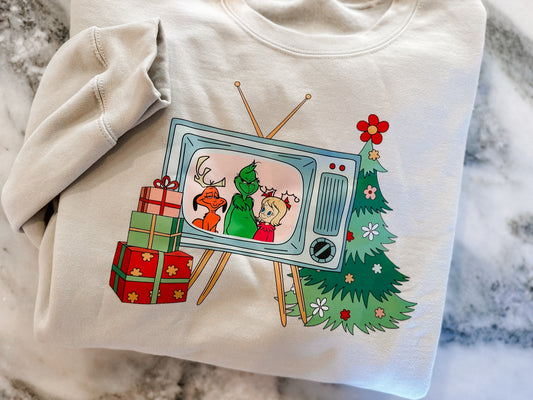 Vintage TV Grinch Crewneck or T-shirt (Adult & Youth)