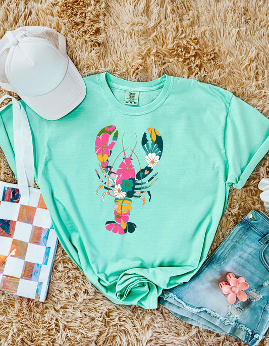 Floral Lobster Tee (Comfort Colors)
