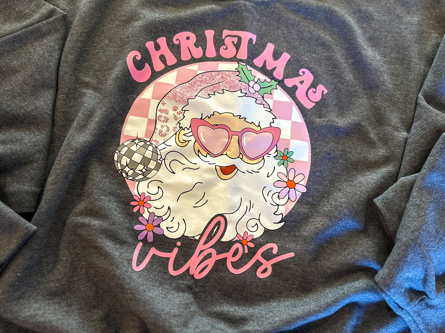 Disco Santa Christmas Vibes Crewneck