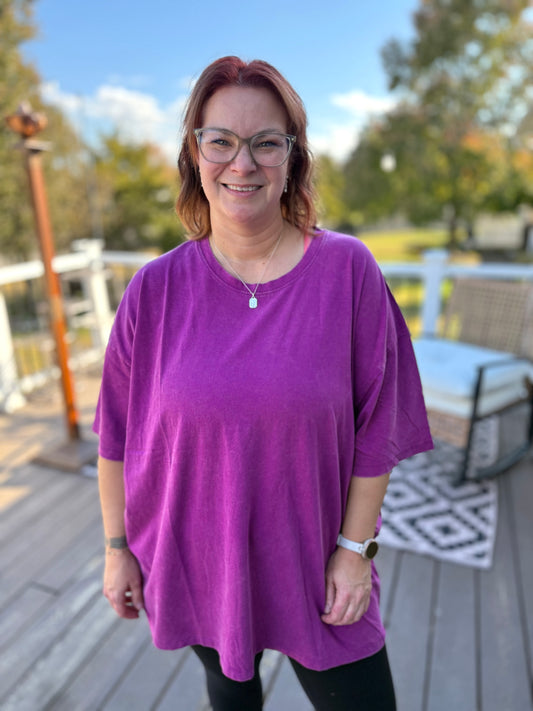 Acid wash boyfriend tee