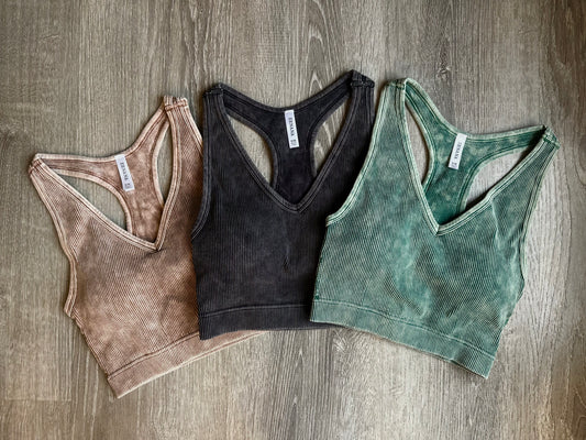 Ribbed Racerback Crops (with removable bra pads)